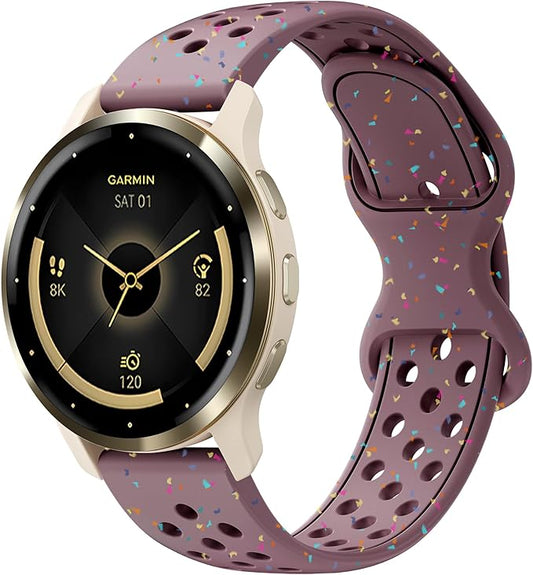 22mm Colorful Sport Silicone Band Compatible With Garmin Vivoactive 4/Venu 3/Venu 2, Recycled Plastic Soft Sport Strap Replacement for Forerunner 265/745/255/255 Music Men Women