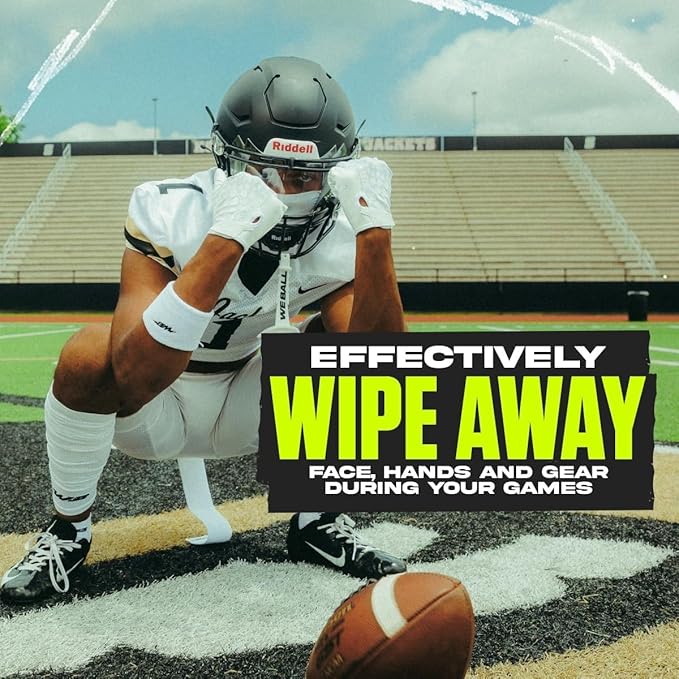 Streamer Football Towel, Sports Towel with Hook and Loop Fastener to Clean Football Visor and Gloves (Green, Adult)