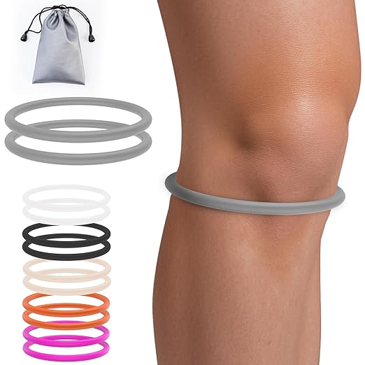 2PCS Patella Band for Knee Pain Relief, Patellar Tendon Support Strap for Tennis, Running, Jumpers, Soccer, Basketball and Hiking, Breathable & Lightweight Patella Stabilizer Knee Strap Brace Support for Women and Men, Comes with Storage Bag (Grey)