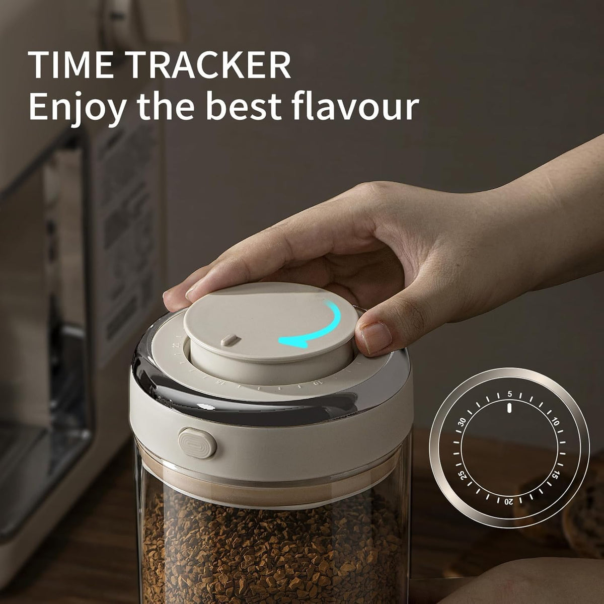 Coffee Canister with Premium Glass - Airtight Coffee Container with One-Way CO2 Valve and Freshness Tracker, Perfect for Coffee Bean Storage,(37 oz / 1100ml)