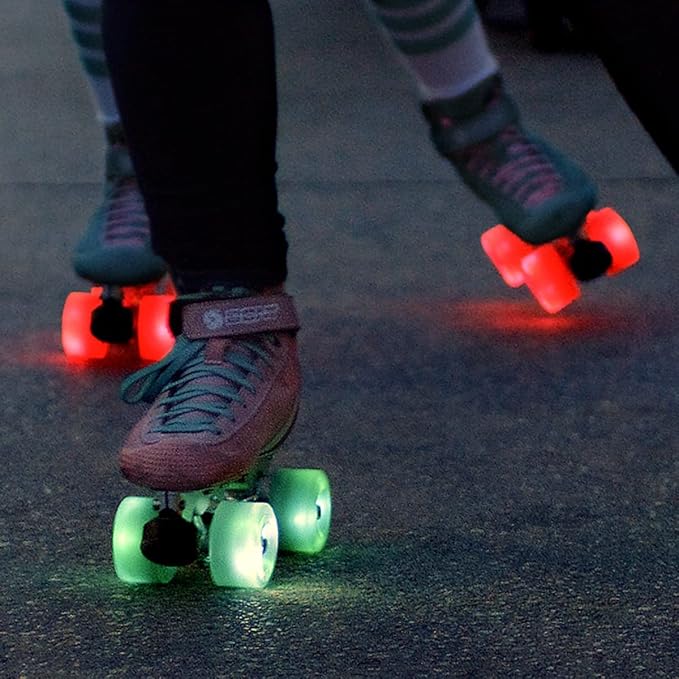 Bont Skates - Glow Light Up LED Quad Roller Skate Wheels - Recreational Street Outdoor Skating - 62x35mm 83A - Set of 4 Wheels (Obsidian Black)