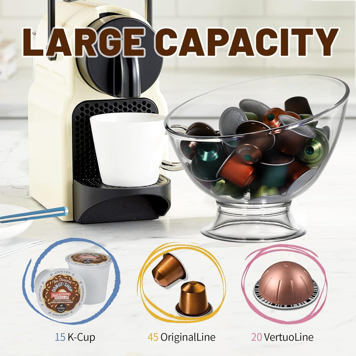 2-Pack Coffee Pod Holder, Plastic Coffee Capsule Organizer, Creamer Container for Coffee Bar, Countertop