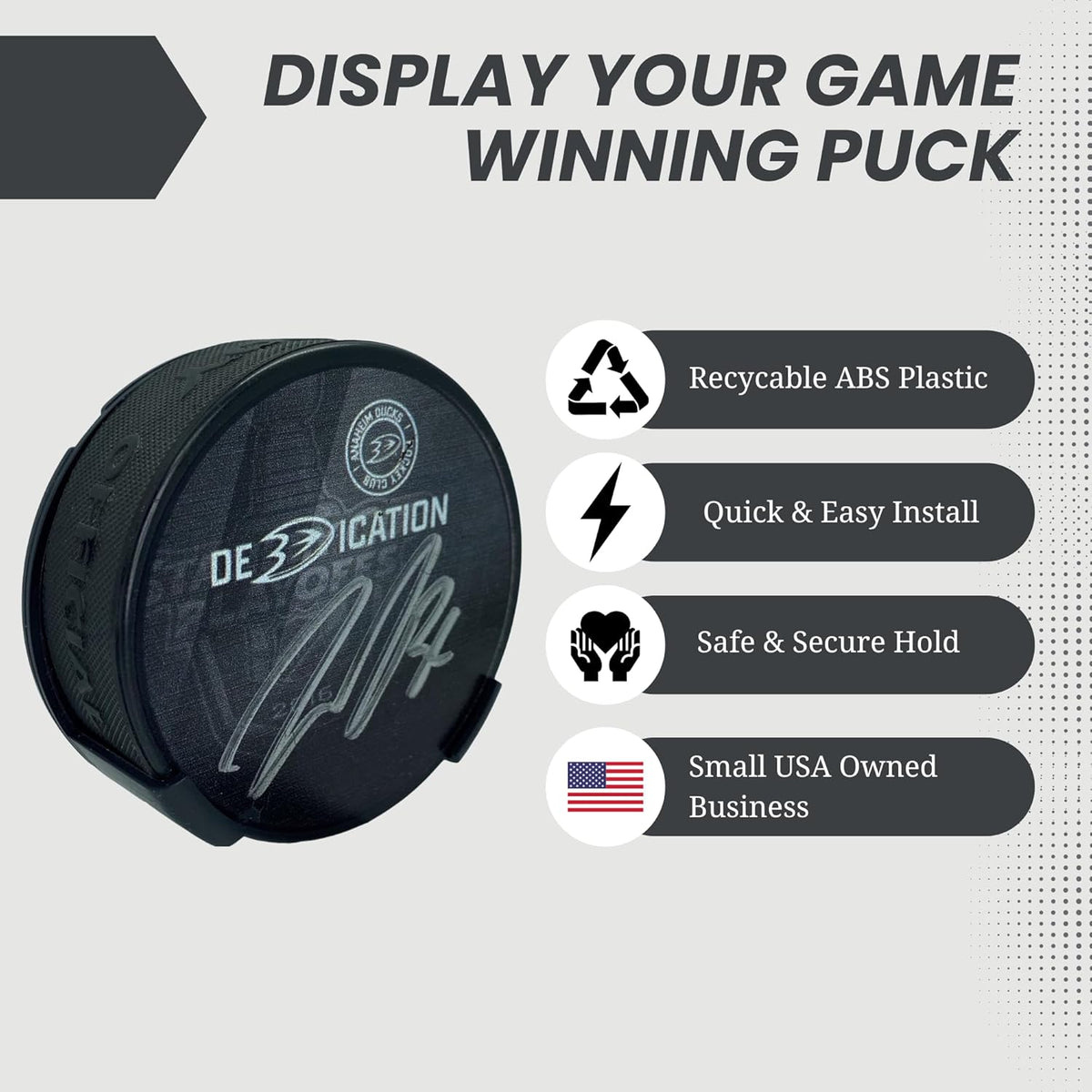 Hockey Puck Display Case Wall Mount | Player Gifts | Ice Hockey Wall Decor | Holder for all Pucks | Bedroom Sports Decorations | Display Your Game Winning Trophy (1)