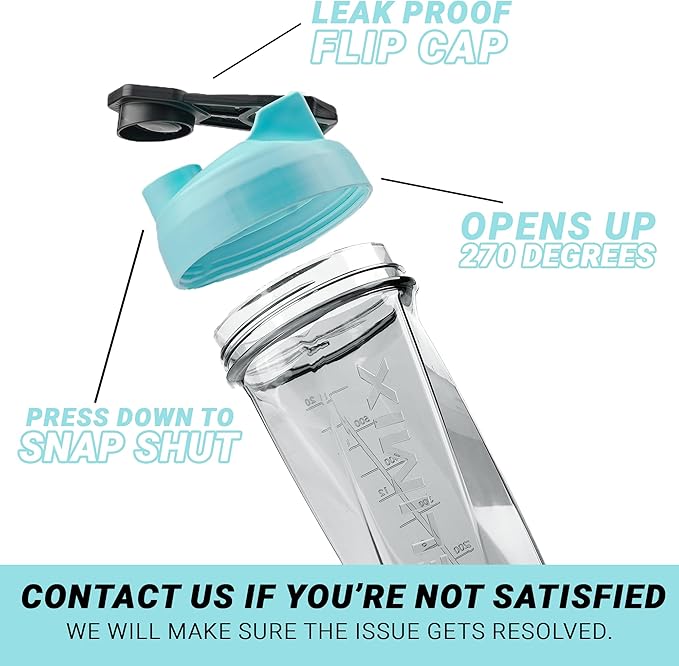 HELIMIX 2.0 Vortex Blender Shaker Bottle Holds upto 28oz | No Blending Ball or Whisk | USA Made | Portable Pre Workout Whey Protein Drink Shaker Cup | Mixes Cocktails Smoothies Shakes | Top Rack Safe