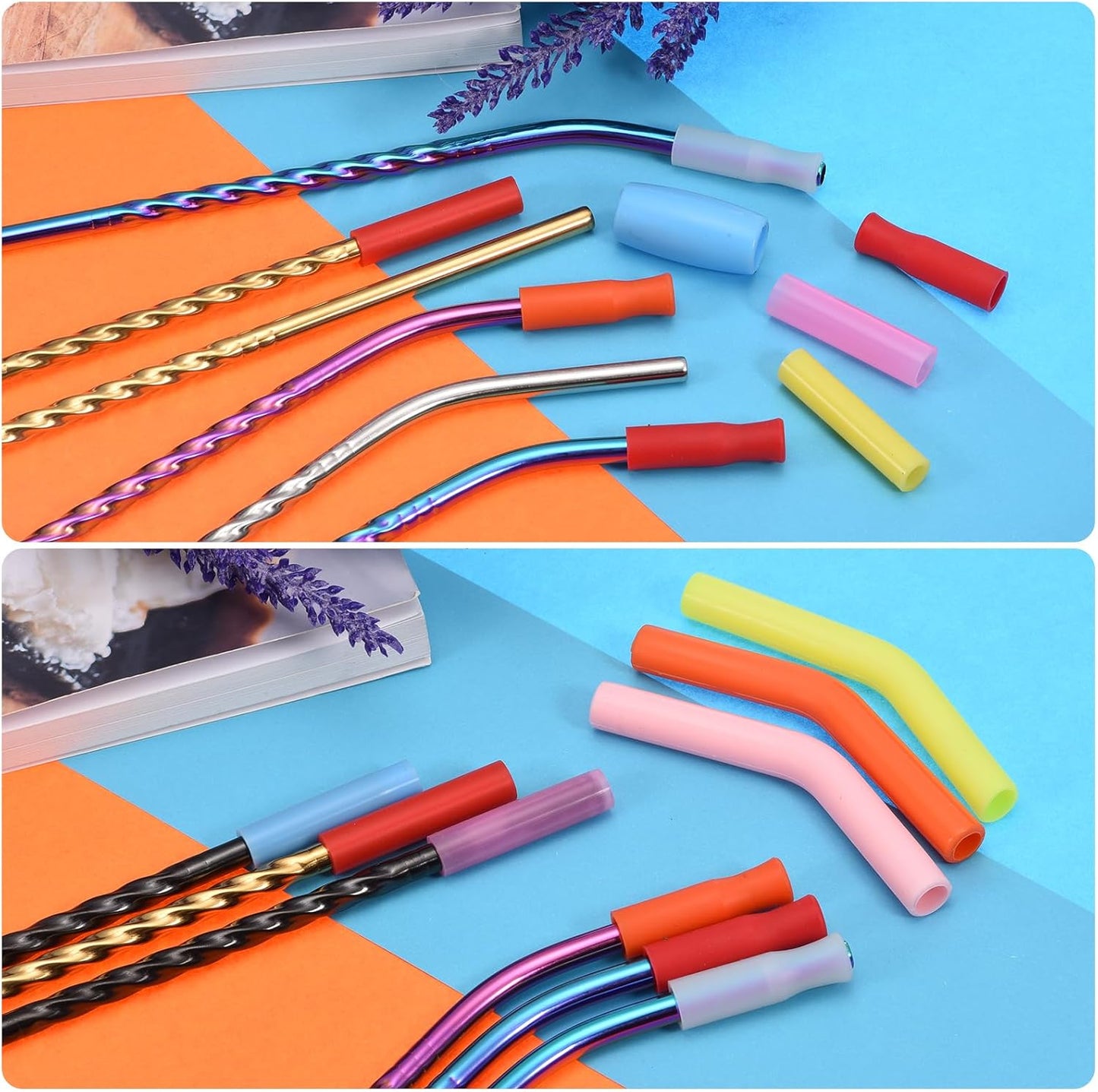 uxcell 12pcs Silicone Straw Tips, Silicone Straw Elbows Tip, Soft Reusable Metal Straw Covers Fit for 6mm/0.24" OD Stainless Steel Straws, Green