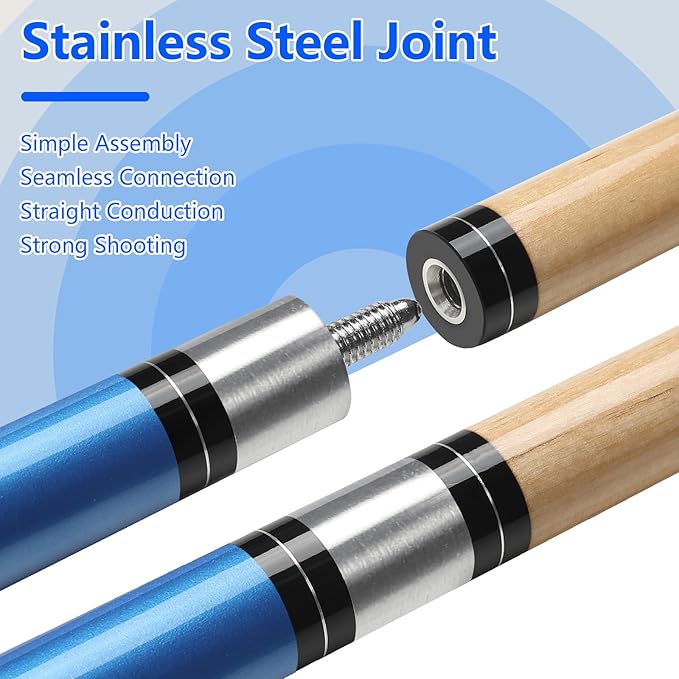 Billiard Cues Stick, 58" Pool Cues Canadian Maple Wood Leather Pattern Grip 18 19 20 21 oz Pool Cue Stick for Bar House Pool Table Sports