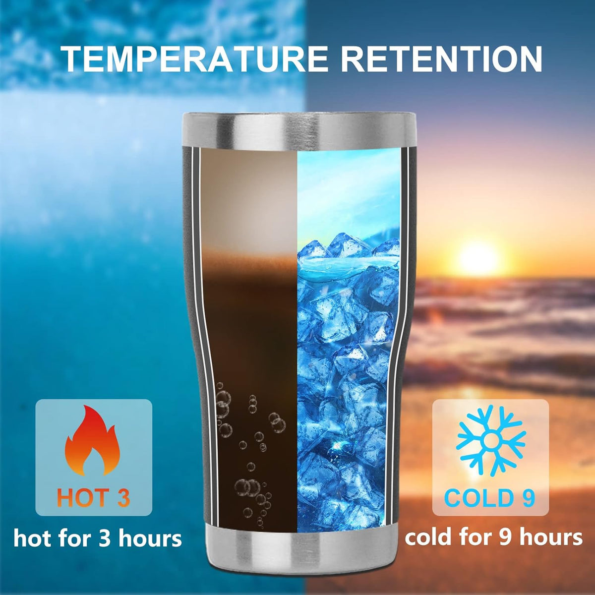 DOMICARE 20oz Tumbler with Lid Stainless Steel Tumblers Bulk, Double Wall Vacuum Insulated Coffee Travel Mug Powder Coated Tumbler, Black