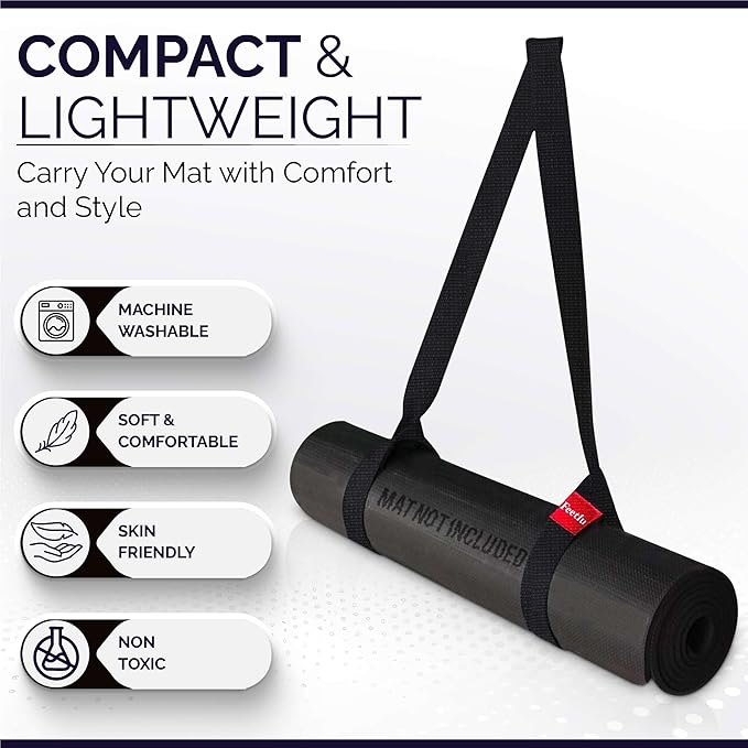 Yoga Mat Straps 2 in 1 - Cotton - Adjustable anti-slip straps for yoga, pilates, stretching, for carrying mats