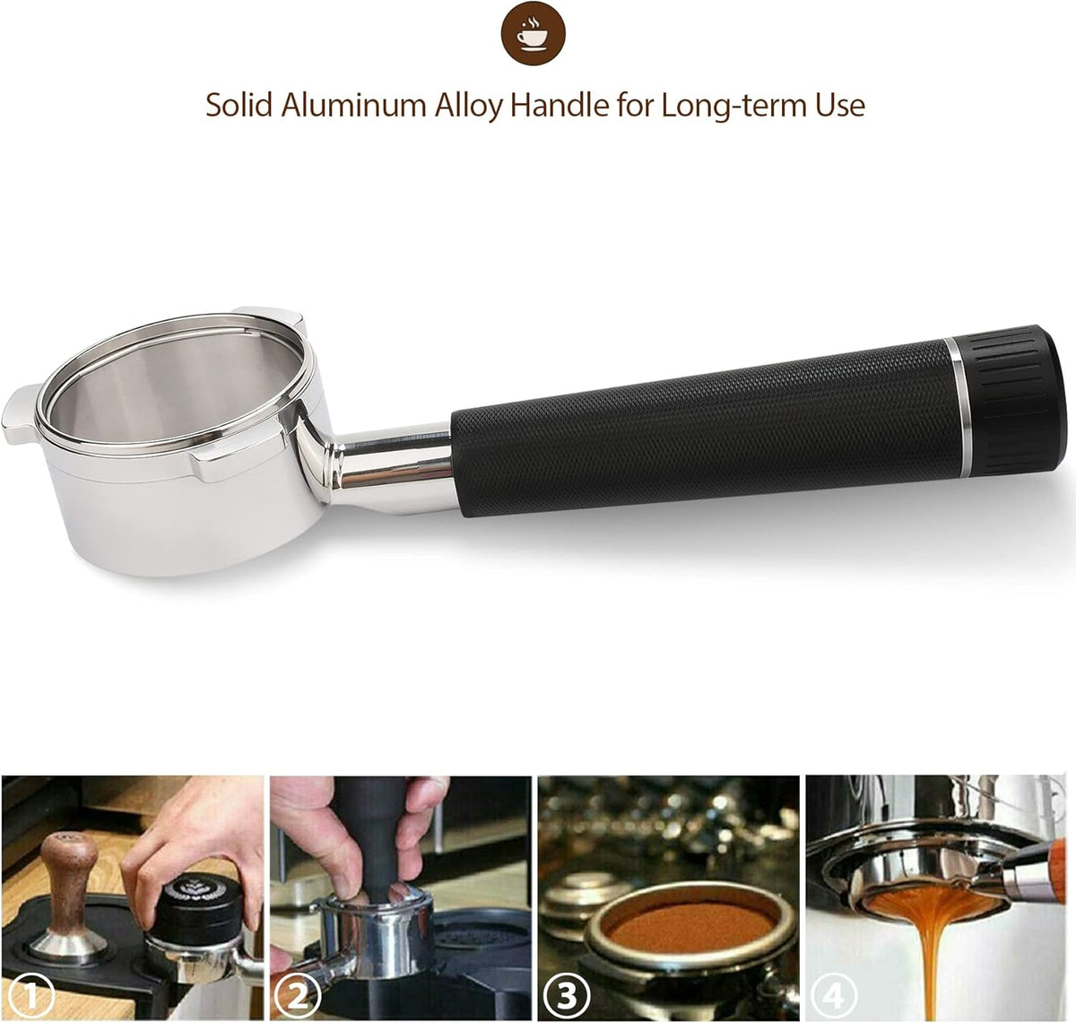 54mm Bottomless Portafilter for Breville Barista Express, BES870XL, BES870BSXL, BES878BSS, BES880BSS and More Breville Espresso Machine (Aluminum Alloy Handle-Black)