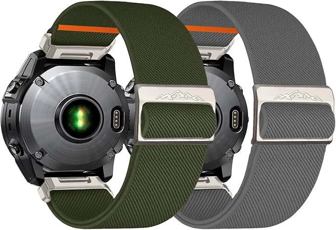 26mm Nylon Stretchy Band for Garmin Fenix 6x/5x/7x Band, Soft Adjustable Smartwatch Bands for Garmin Fenix 5X Plus, Fenix 6X Pro,Fenix 3,Fenix 3 HR, Descent MK1/Mk2/ Mk2S,Enduro/Enduro 2