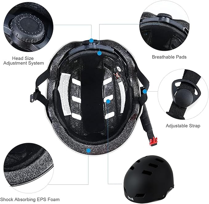 Bike Helmet 3 Sizes for Teenager Kids Youth Adults,Bavilk Skateboard Helmet Adjustable Multi-Sport Bicycle Cycling Scooter Roller Skate Inline Skating Rollerblading for Girls Boys Women Men Teen