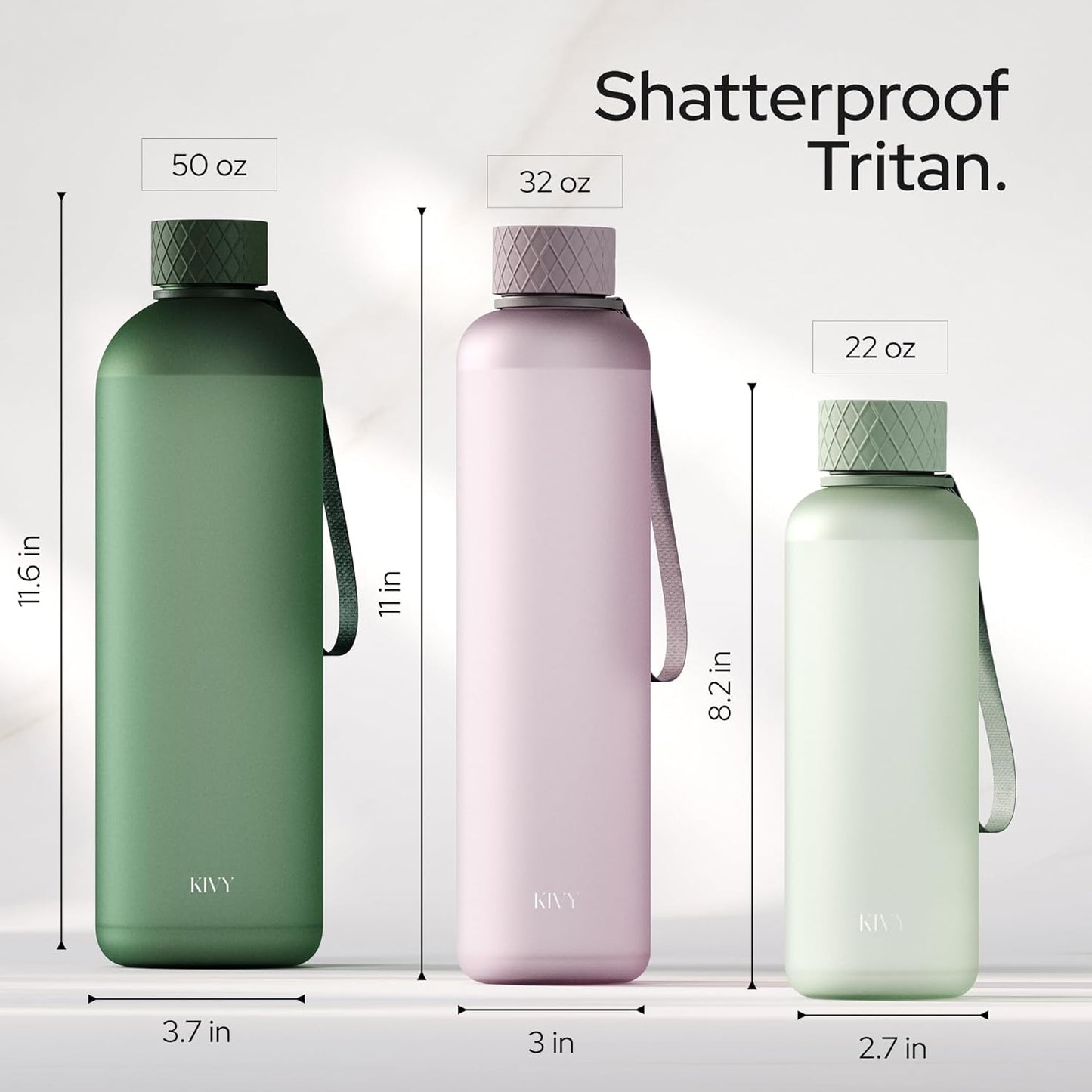 KIVY Slim Water Bottle 22oz [Lightweight & Shatterproof] - Small Drinking Waterbottle - Clear Water Bottle Without Straw for School, Sport & Travel - Transparent Bottle Dishwasher Safe, BPA Free