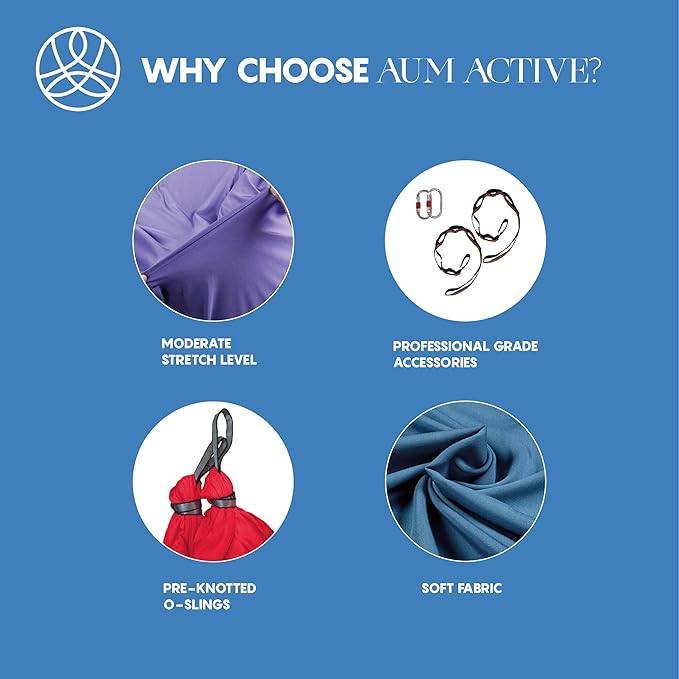 Aerial Silk Yoga Hammock & Swing for Home, Inversion Exercises, Starter Kit for All Levels - Durable with Extension Straps, Carabiners, and Pose Guide