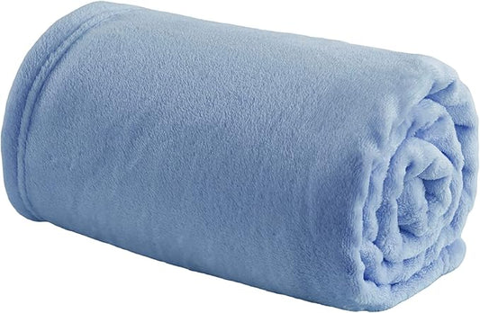 Bedsure Bedding Fleece Blanket for Girls and Boys - Soft Cozy Cute Small Throw Blankets for Travel, 43x55 Inches, Washed Blue