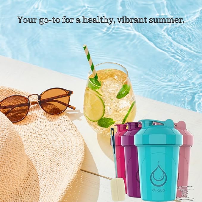 4 PACK, 28 oz Shaker Bottles with Powerful Wire Whisks for Protein Mixes | Leakproof Blender Shaker Bottle Pack with cleaning sponge | BPA-Free & Dishwasher Safe | Protein shaker bottle