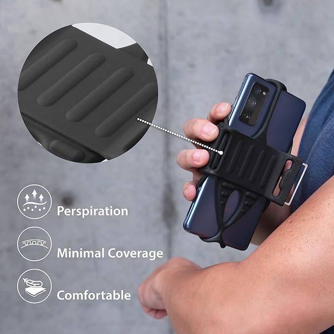 BONE Run Tie 2, Running Phone Holder, Skin-Friendly Silicone Sport Armband with Dual Layer Design for Heat-Dissipation, Workout Phone Carrier for Most Smartphone (S Arm Size/7.9-9.8 inches)