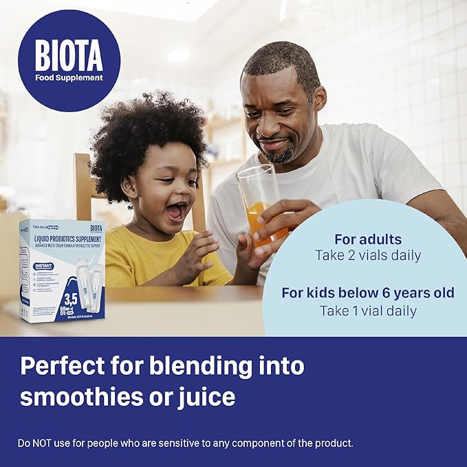 Biota Probiotic Drinks for Digestive Health & Immune Support,Fast Acting Support Stomach Constipation, Digestive Daily Probiotic for Adults, Kids, Gluten, Sugar Free & Non-GMO, 20 Servings