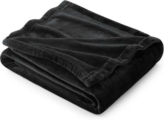 Bedsure Fleece Throw Blanket for Couch Black - Lightweight Plush Fuzzy Cozy Soft Blankets and Throws for Sofa, 50x60 inches