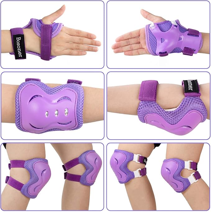 BOSONER Kids/Youth Knee Pad Elbow Pads Guards Protective Gear Set for Roller Skates Cycling BMX Bike Skateboard Inline Skatings Scooter Riding Sports