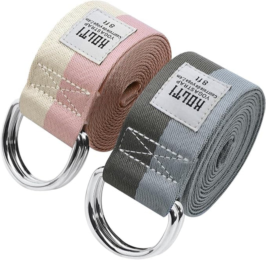 Yoga Exercise Adjustable Straps 8FT with Durable D-Ring for Pilates & Gym Workouts | Hold Poses, Stretch, Improve Flexibility & Maintain Balance