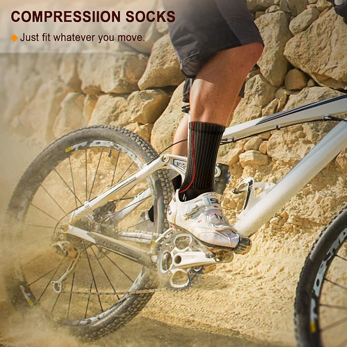 BULLIANT Compression Socks for Men 6Pairs, Athletic Crew Socks Cushioned For Men Sports Running-Arch Support