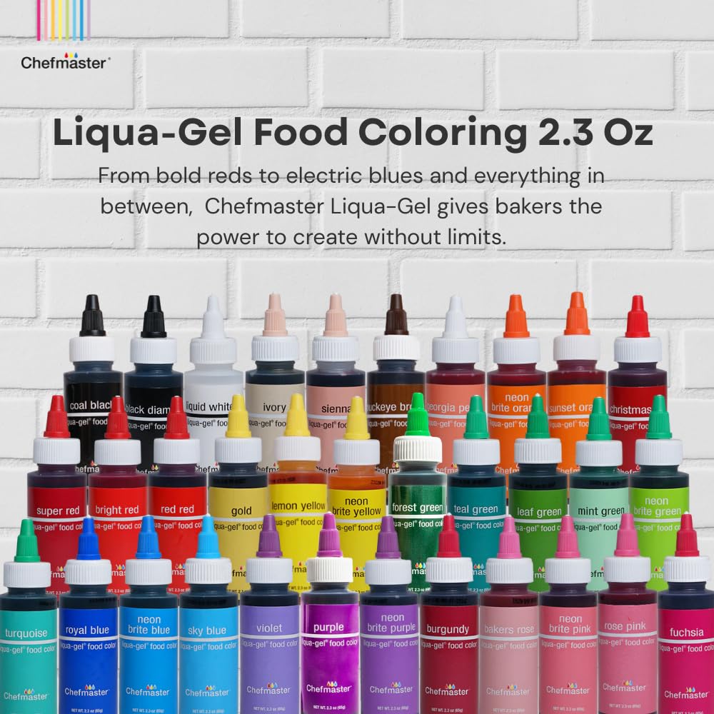 Chefmaster Neon Green Liqua-Gel® Food Coloring | Vibrant Color | Professional-Grade Dye for Icing, Frosting, Fondant | Baking & Decorating | Fade-Resistant | Easy-to-Use | Made in USA | 2.3 oz