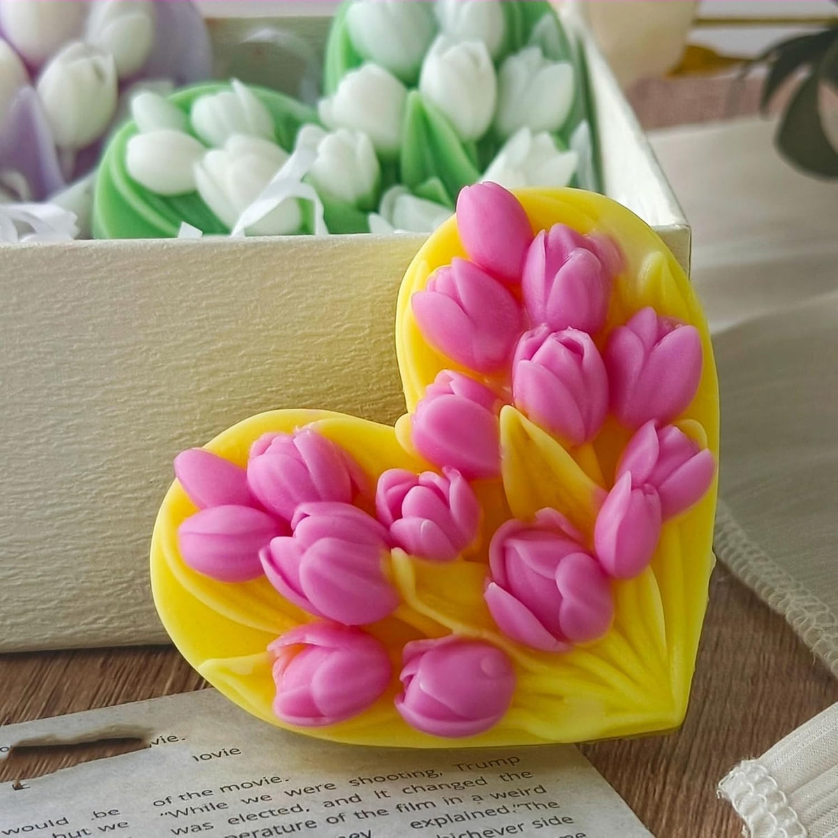Tulip Flower Molds Flower Candle Resin Mold - Resin Casting Silicone Molds for Home Decor & Candle Making Wave Spiral Mold