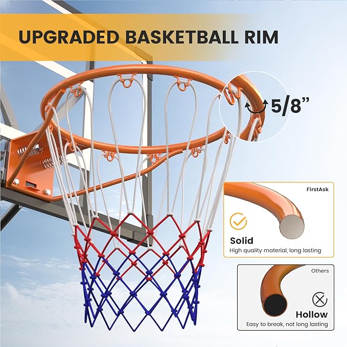 Basketball Hoop Outdoor 10 FT Height Adjustable Basketball Goals Systems Portable with 44" Backboard and Wheels for Youth Adults Kids - Backyard, Driveway, Indoor Play