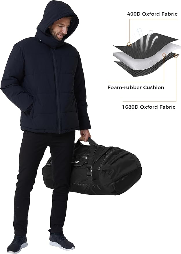 Ubon Large Duffel Bag Weekender Bags with Shoe Compartments 4-Way Sports Gym Backpack with Padded Straps Camping Traveling Duffle Bag