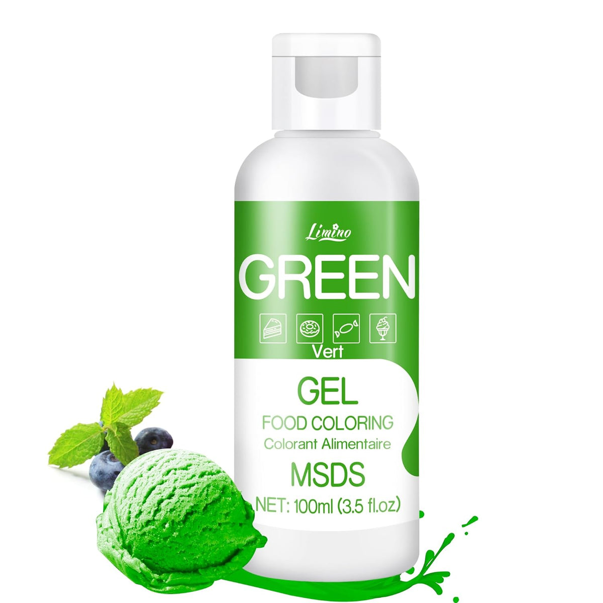 Gel Food Coloring - 4.5oz Vivid Food Coloring Gel for Baking, Cake Decorating, Cookie, Fondant, Macaron - Tasteless Concentrated Edible Food Color Dye for Icing, Slime, Drinks, DIY Crafts (Green)