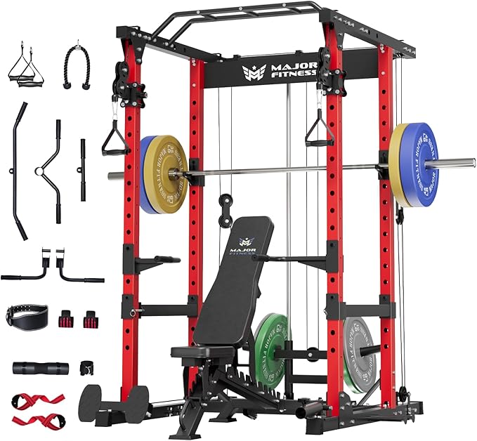 MAJOR FITNESS Drone1 Power Cage - Multi-Function Power Rack for Home Gym, Squat Rack, Cable Crossover System, for Strength Training, Heavy-Duty Steel Construction