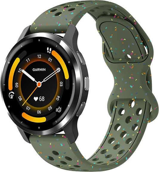 22mm Colorful Sport Silicone Band Compatible With Garmin Vivoactive 4/Venu 3/Venu 2, Recycled Plastic Soft Sport Strap Replacement for Forerunner 265/745/255/255 Music Men Women