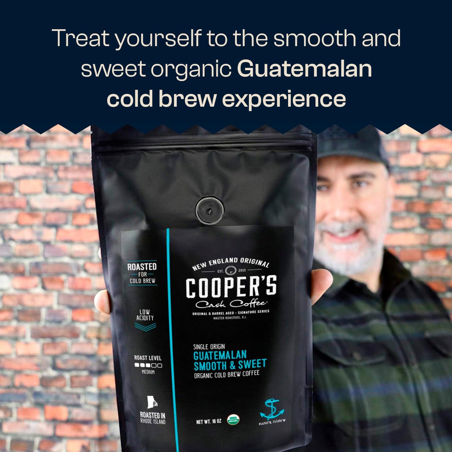 Organic Cold Brew Coffee - Guatemalan Coffee Beans Crafted For Cold Brewing - Whole Bean, Medium Roast, 16oz (Whole Bean)