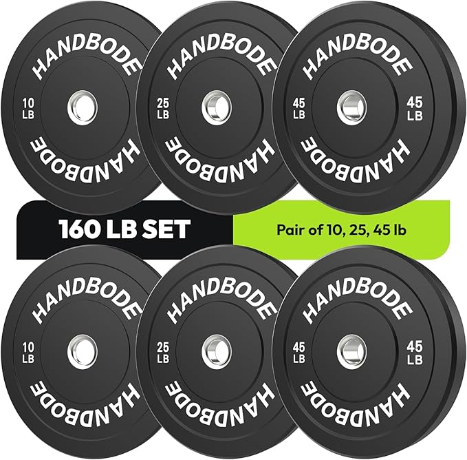 Bumper Plates 2 - Inch Olympic Weight Plate Set for Barbell, 10-55 lb Rubber Weights Sets for Home Gym, Strength Training Plate, Weight Lifting, Black