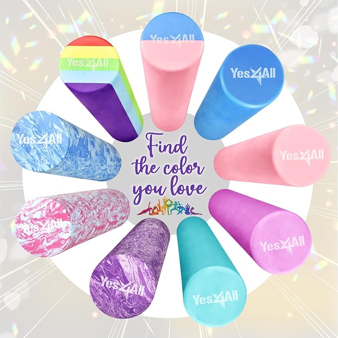 Yes4All EVA Firm Foam Rollers for Yoga & Pilates, Available in 12, 18, 24, 36 inch, Yoga Roller for Massage, Stretching, Core Strengthening