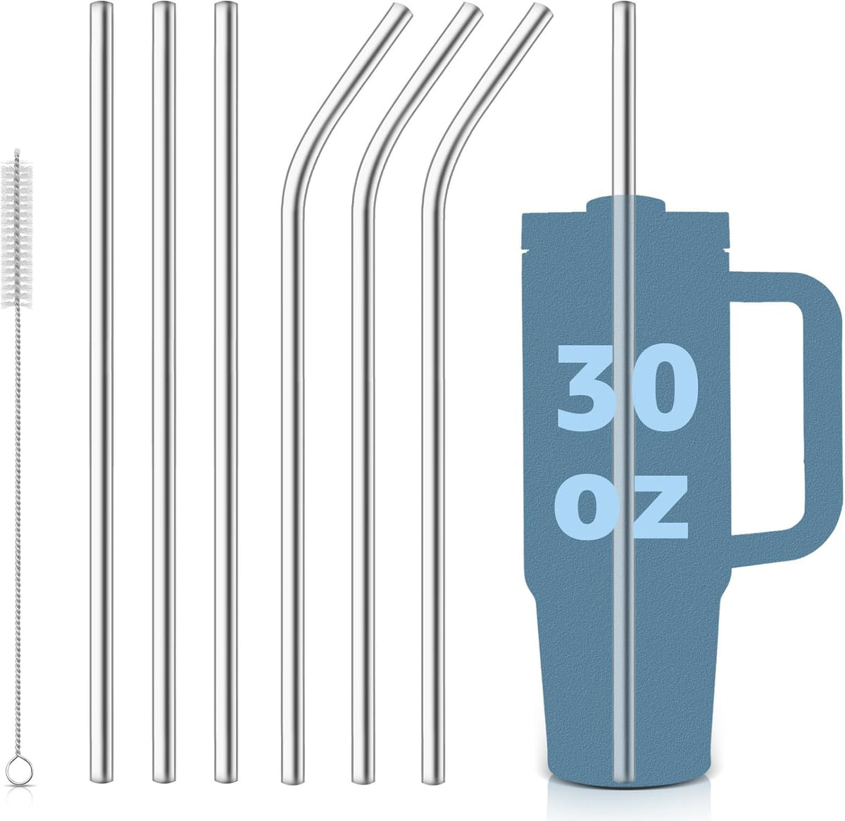 Stainless Steel Replacement Straws for Stanley Adventure Travel Tumbler (6 Straws for 30oz)