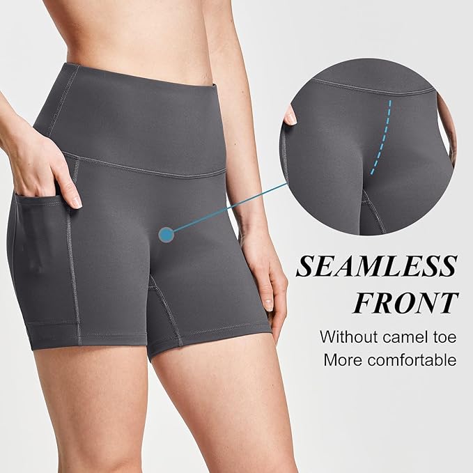 baleaf Women's 8"/ 5"/ 3" Biker Shorts High Waist Yoga Workout Gym Running Volleyball Spandex Shorts with Pockets