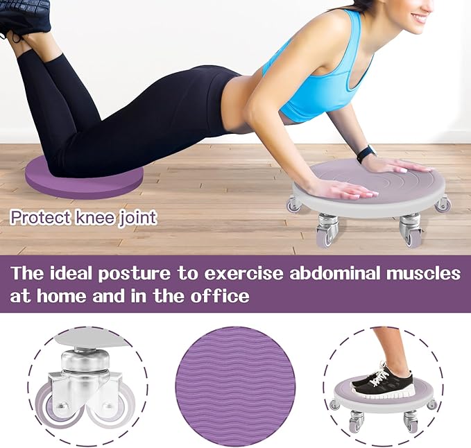 6 Caster Ab Roller, Ab Exercise Equipment with Knee Pads, Ab Roller Wheel for Core Exercise, Abdominal Strength Training for Home Gym, 360° Silent Ab Workout Equipment