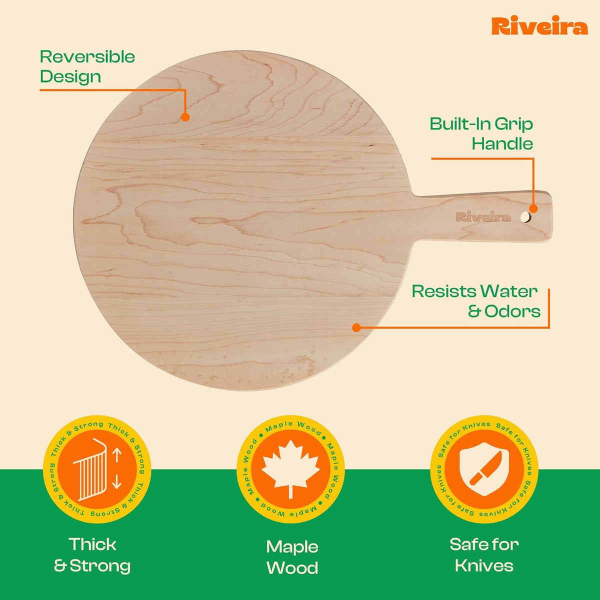 Riveira Maple Wood Cutting Board – Gourmet Maple Grandeur: 17 x 12 Wooden Cutting Board – Natural Wooden Cutting Boards For Kitchen Decorative – Innovative Juice Grooves Maple Wooden Chopping Board