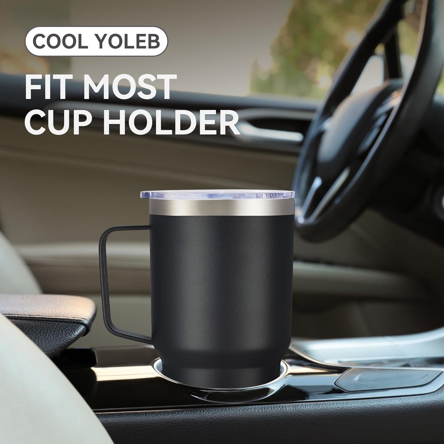 30 oz Tumbler with Handle and Lid, Stainless Steel Tumblers Bulk Double Wall Vacuum Insulated Travel Mug Leak Proof Cup Keep Drinks Cold and Hot Black, 8 Pack
