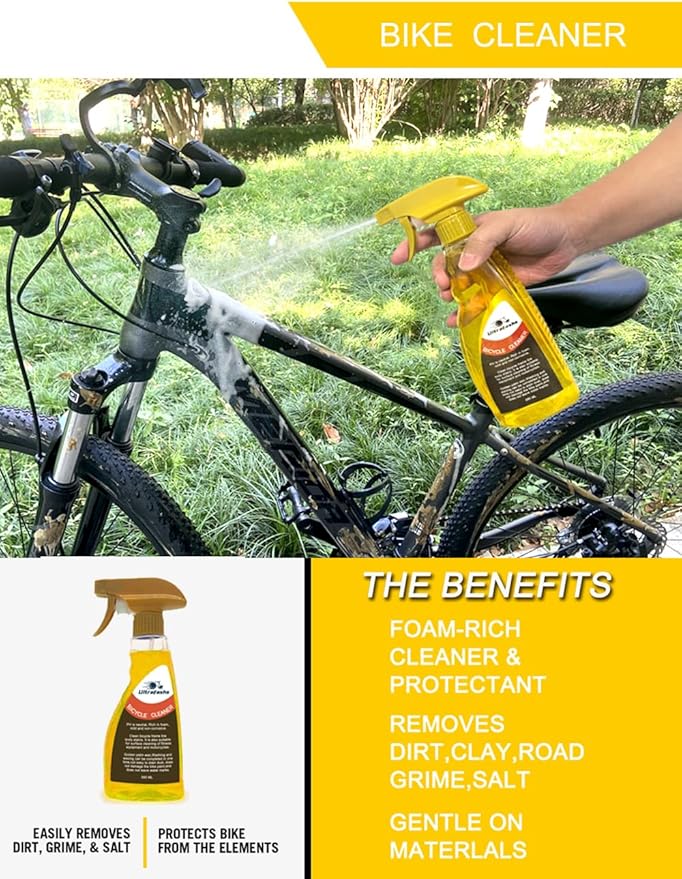 Bike Cleaner kit to Clean/Protect/Lube Bicycle,with Chain Scrubber,Cleaning Brush Tool,Bike Cleaner(19oz),Degreaser(10or19oz),Wet Lubricant(2oz)
