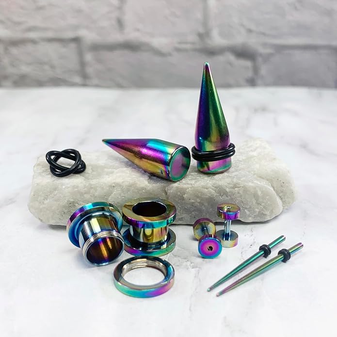 BodyJ4You 37PC Ear Stretching Kit - Beginner Gauges 14G-00G Starter Set - Aftercare Balm Wax - Steel Tapers Single Flare Plugs Screw Fit Tunnels - Women Eyelet Mens Earrings Expander Piercing Jewelry