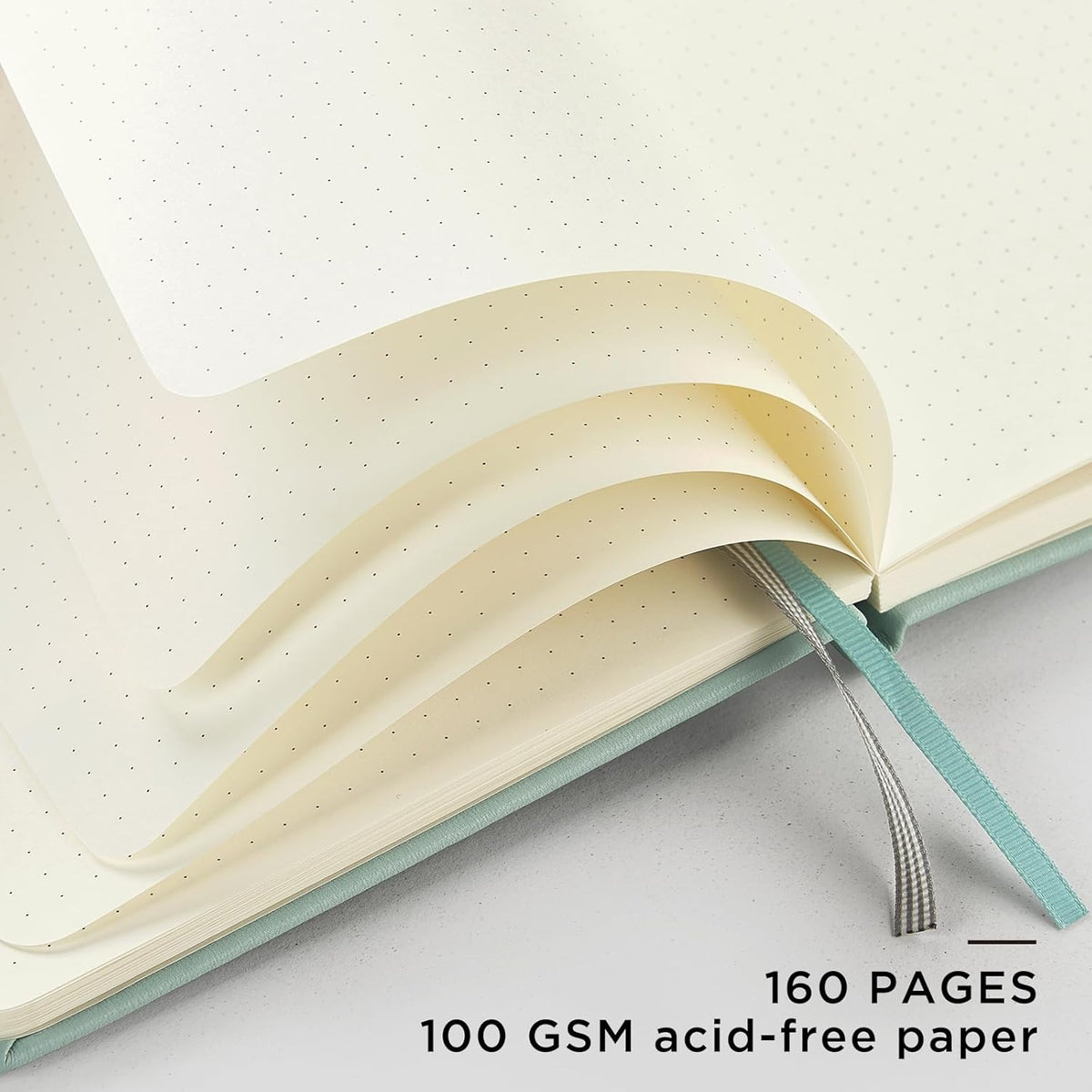 &And Per Se Dotted Journal Notebook, A5 Hardcover Leather Bullet Dotted Journal, 160 Pages 100 gsm Thick Dotted Paper，3 Sheets of Stickers Included - 5.7'' x 8''（Cyan）