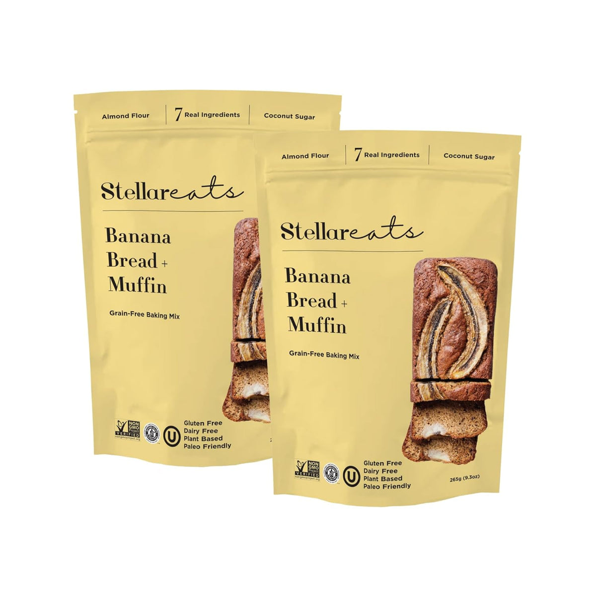 Stellar Eats Grain-Free Banana Bread & Muffin Baking Mix | Gluten-Free, Dairy-Free, Low Sugar, Plant-Based | Naturally Sweet with Coconut Sugar | Makes 1 Loaf or 12 Muffins | 2 Pack