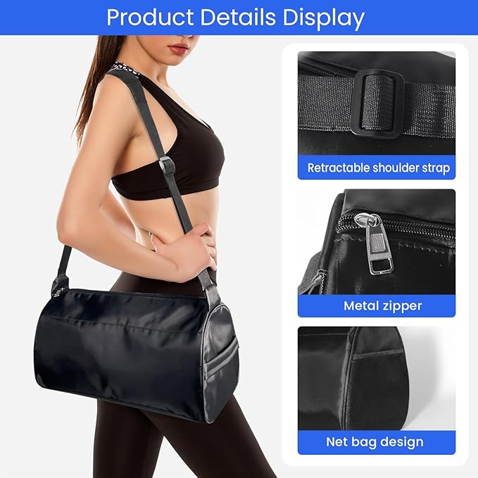 C&F BOGMOST Small Gym Bag for Women & Men,Small Lightweight Duffel Bag Carry On Bags Mini Duffel Travel Bag Waterproof Sports Bags for Workout/Sport/Travel, Black