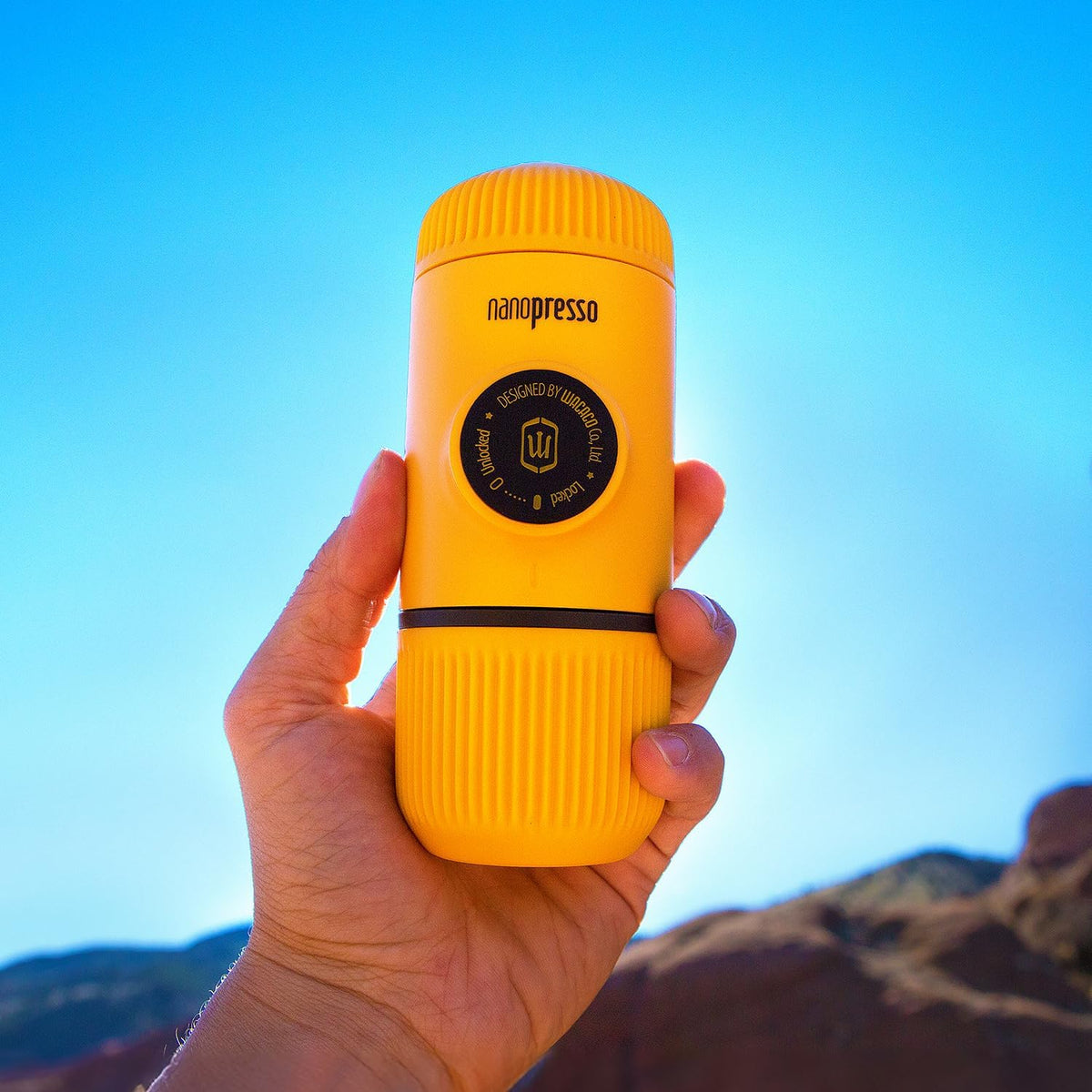 WACACO Nanopresso Portable Espresso Maker, Upgrade Version of Minipresso, 18 Bar Pressure, Mini Travel Coffee Machine, Manually Operated, Perfect for Camping and Hiking, Yellow