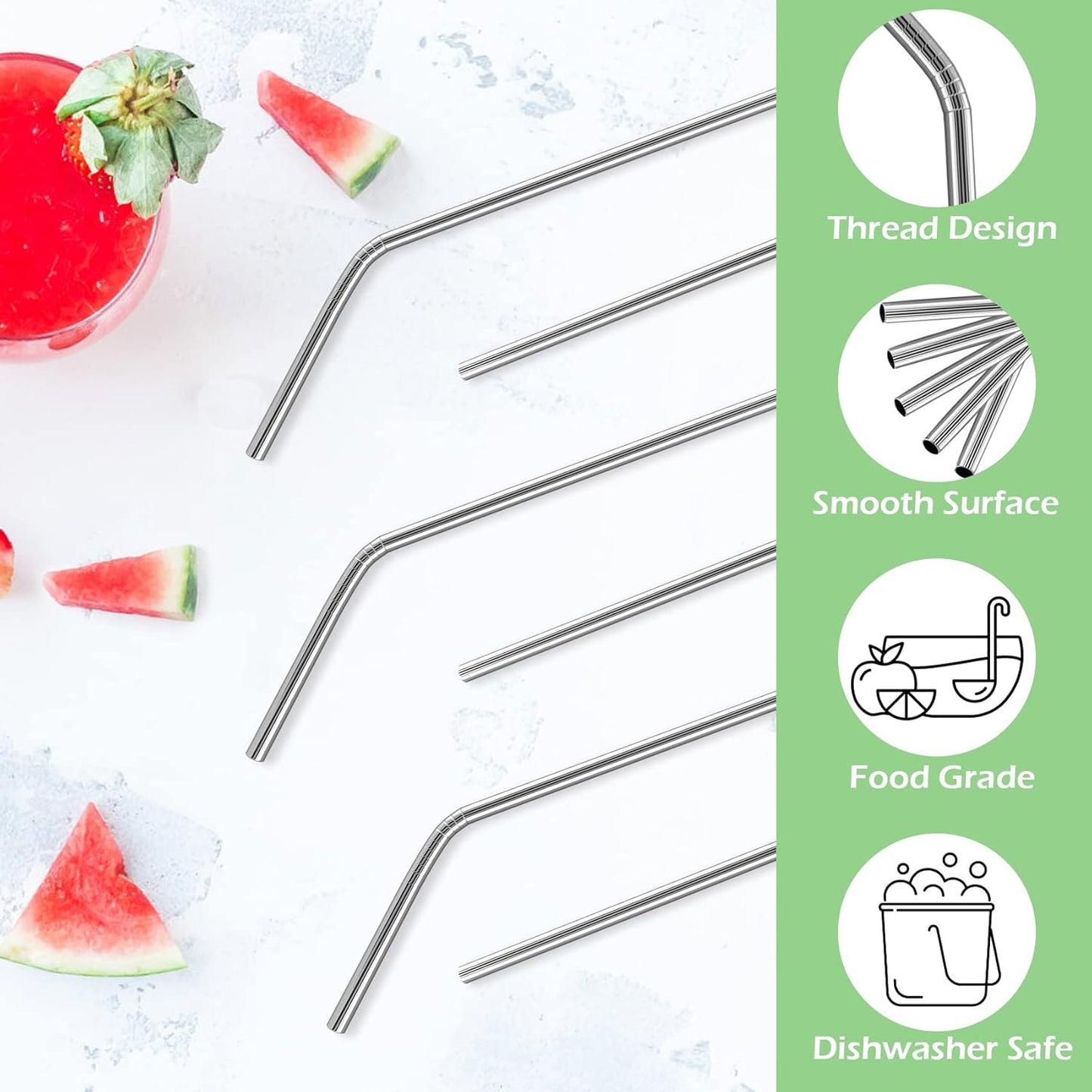 Acerich 6 Pcs Stainless Steel Straws, Reusable Metal Straws for 30 oz & 20 oz Tumblers Cups Mugs Cold Beverage, Free Cleaning Brush Included