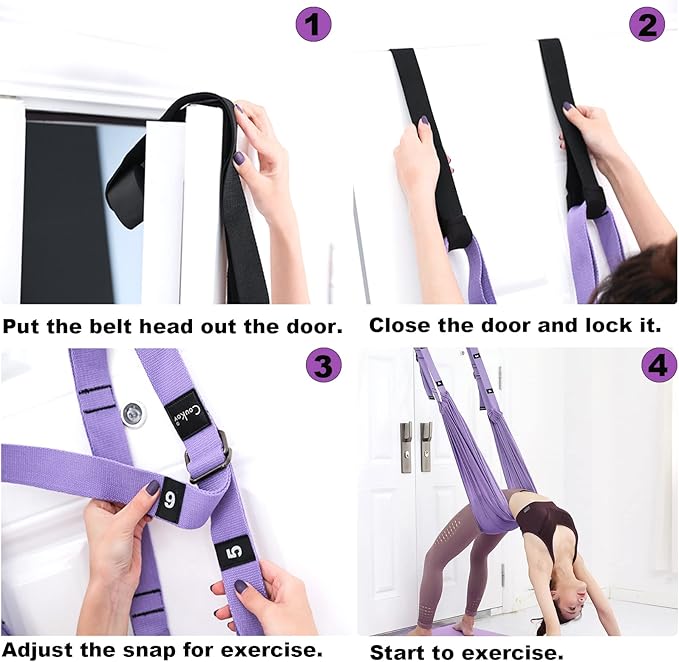 Tchrules Leg Stretcher Strap, Backbend Training Belt with Door Anchor, Flexibility Trainer Stretching Equipment Assist Stretch Strap for Fitness Gymnastics Dance Aerial Yoga Ballet