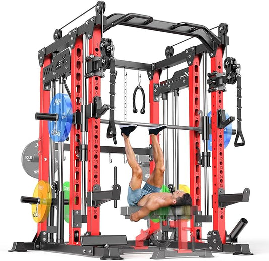 Power Cage,1600lbs Multi-Function Power Rack with Adjustable Cable Crossover System and More Training Attachment, Weight Cage for Home Gym