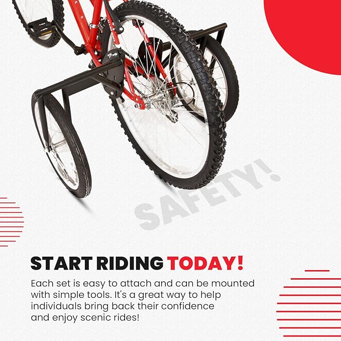 Bike USA Heavy-Duty Adult Training Wheels – Patented Stabilizer Kit for 24"–27" Bicycles, Supports 250+ lbs, Original Full-Size Bike Training Aid, Not for Electric or E-Bikes